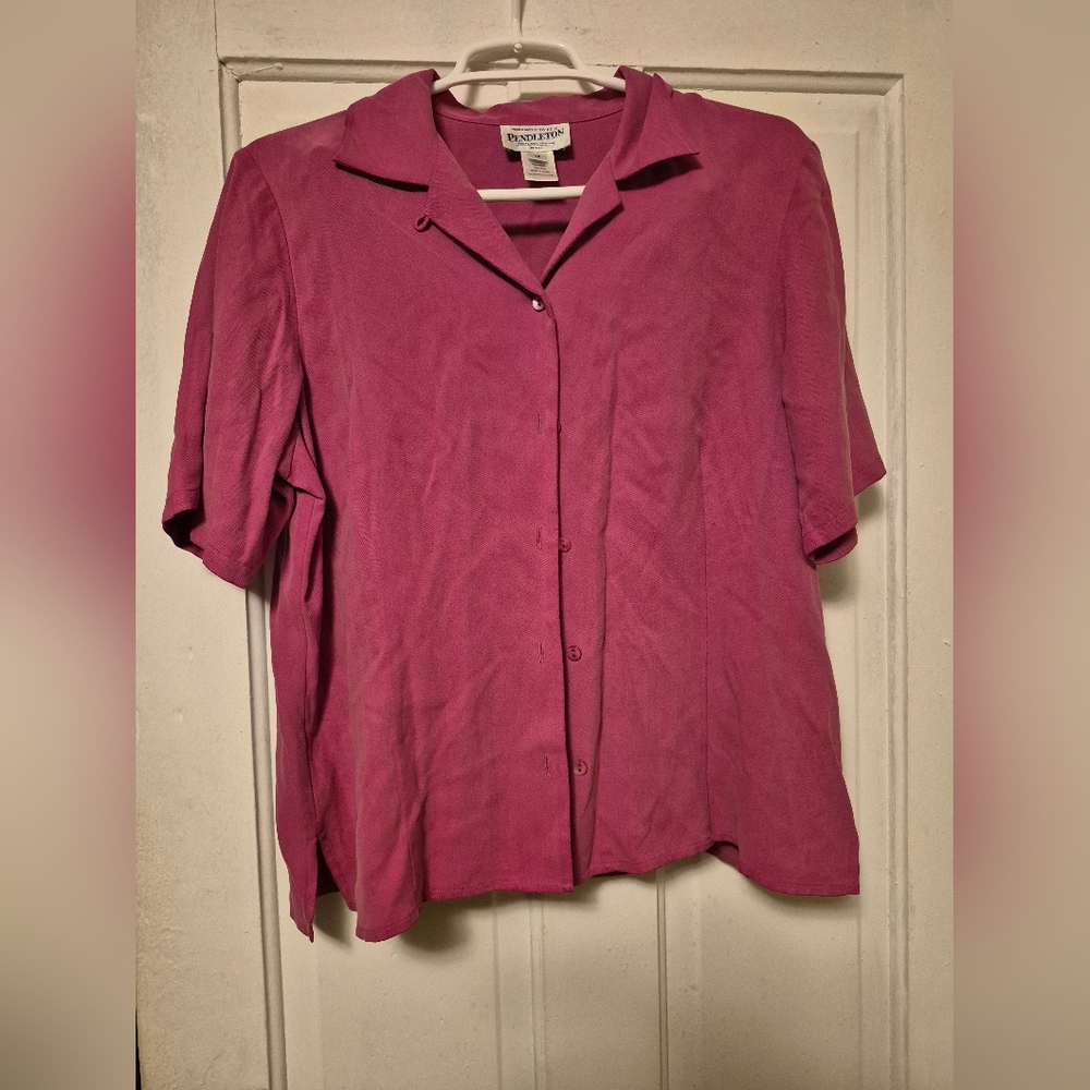 Vintage Pendleton Magenta Button-Down 100% Silk P… - image 1